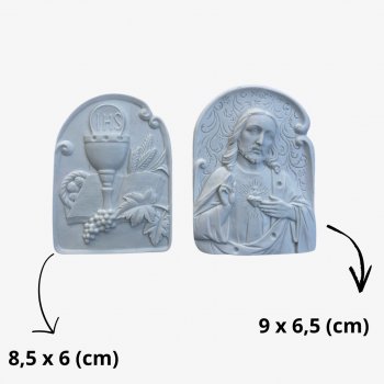 Kit 2 Placas Sagrado Coração de Jesus e Sagrada Comunhão - Lembrancinhas batizado, casamento entre outros